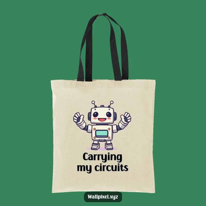 Funny Pixel Robot Tote Bag - Carry Your Retro Tech Spirit