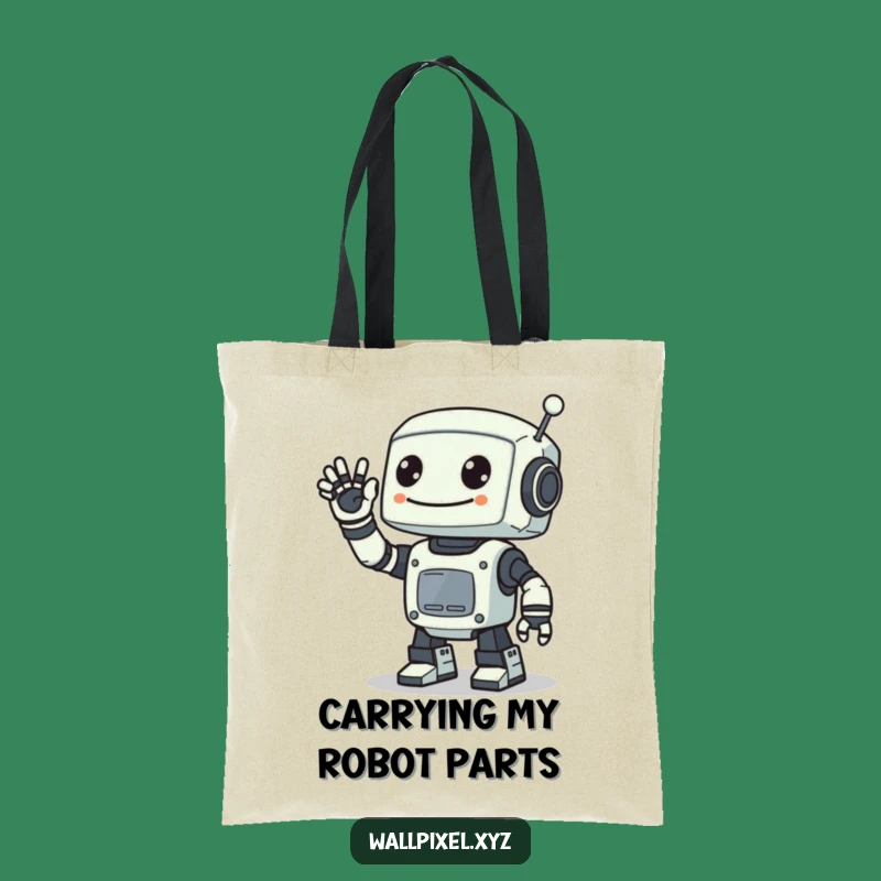 Funny Pixel Robot Wave Tote Bag: Retro Sci-Fi Accessory for Daily Errands