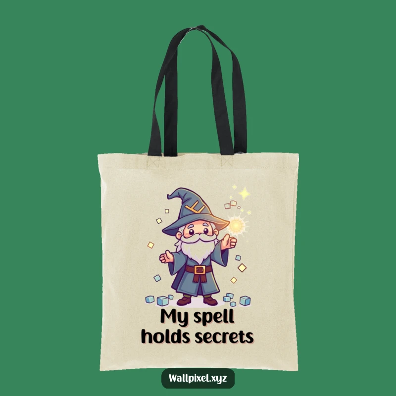 Funny Pixel Wizard Tote Bag: Magic Cube Spell Charm, Perfect Funny Gift Accessory