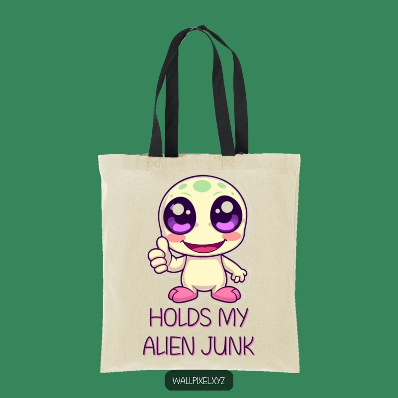 Funny Pixelated Alien Laughing Tote Bag - Chic Retro Shopping Gift