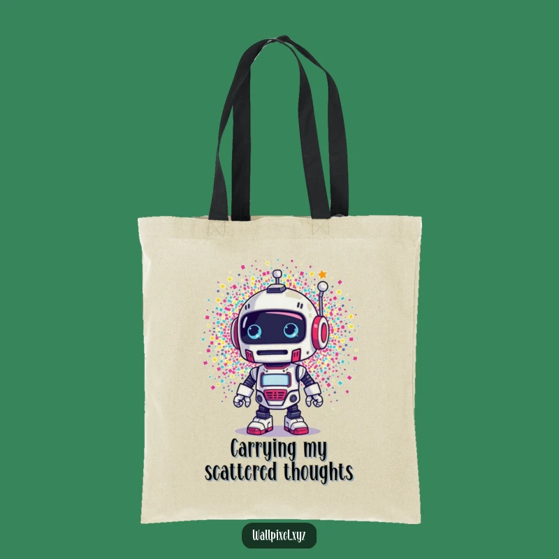 Funny Retro Robot Pixel Explosion Tote Bag - Carry Your Laughs in Style!