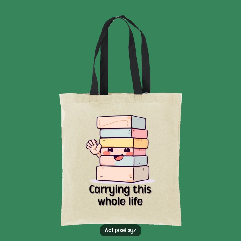Funny Tote Bag: Playful Waving Blocks, Your Go-To Eco-Friendly and Funny Gift