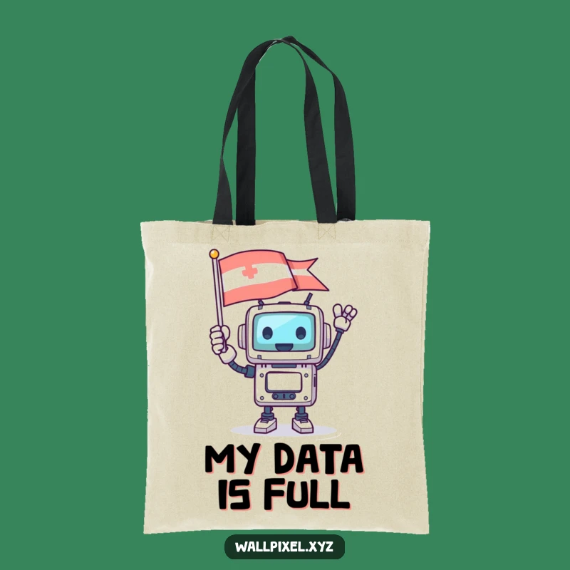 Funny Square Robot Pixel Flag Tote Bag: Carry Your Tech Pride!