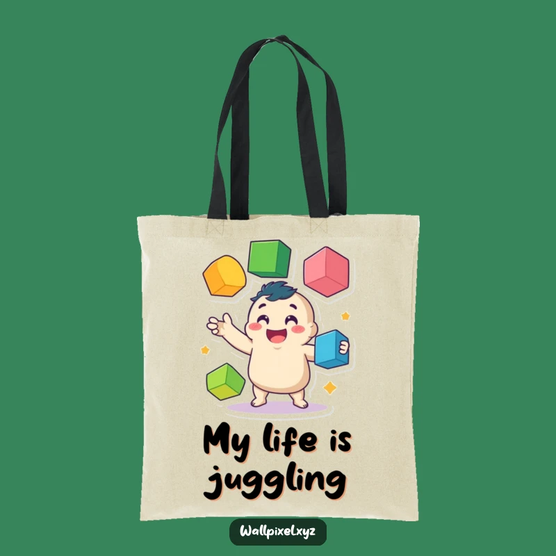 Funny Tote Bag: Pixel Juggler, Colorful Cubes, Your Go-To for Fun and Funny Gifts